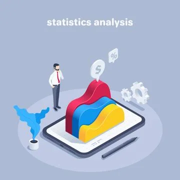 Isometric vector illustration on a gray background, a man in business clothes Illustrazione stock