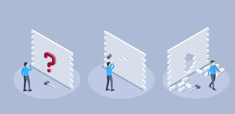 Isometric vector illustration on a gray background, a man in business clothes Stock Illustration