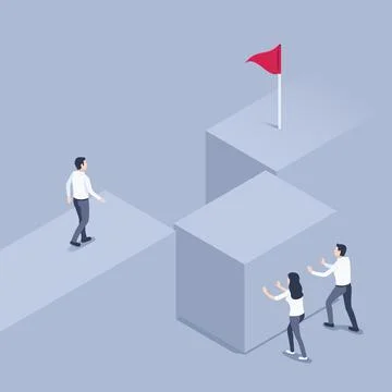 Isometric vector illustration on a gray background, a man in business clothes Stock Illustration