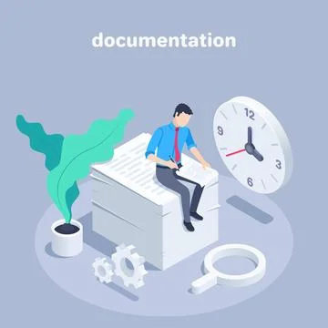 Isometric vector illustration on a gray background, a man in business clothes Stockillustratie