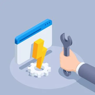 Isometric vector illustration on a gray background, a man's hand holds a wren 스톡 일러스트