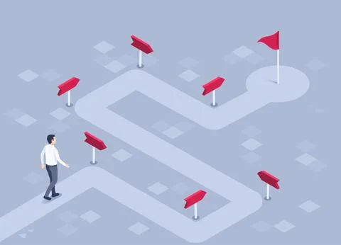 Isometric vector illustration on a gray background, a man in business clothes Stock Illustration