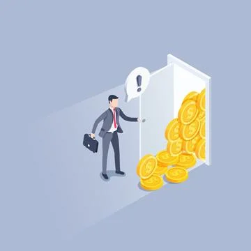 Isometric vector illustration on a gray background, a man in a business suit  Stock Illustration