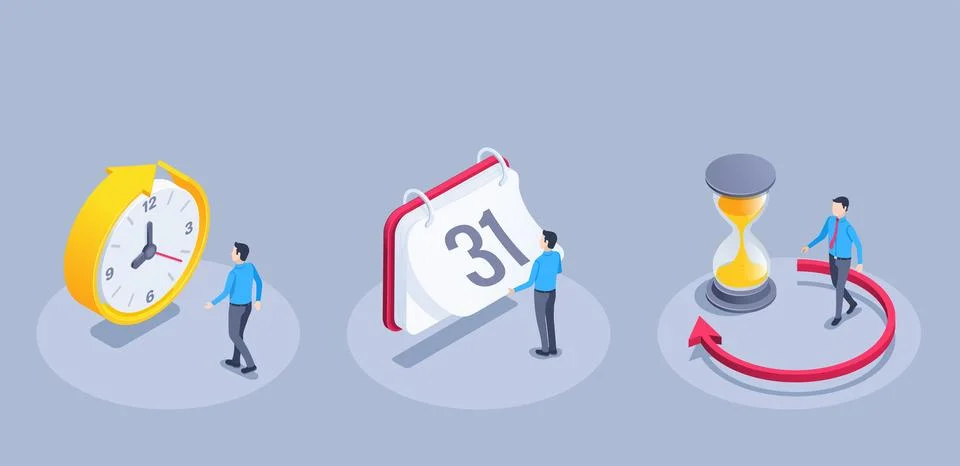 Isometric vector illustration on a gray background, a man in business clothes Illustrazione stock