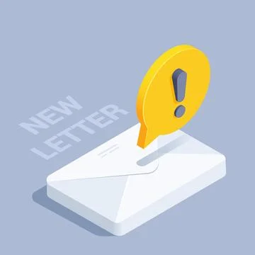 Isometric vector illustration on gray background, new letter, white closed en Stock Illustration