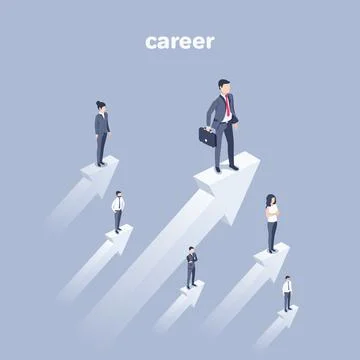 Isometric vector illustration on a gray background, white arrows rising up an Illustrazione stock