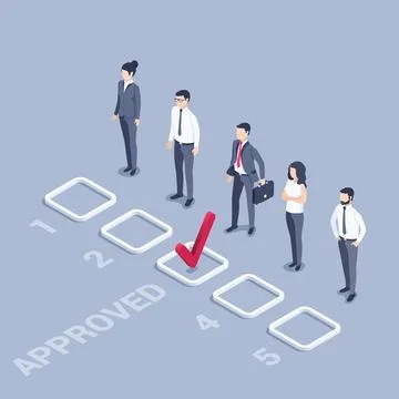 Isometric vector illustration on a gray background, men and women in business Stock Illustration