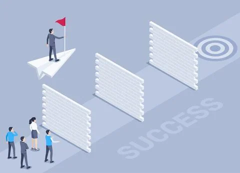 Isometric vector illustration on a gray background, a man in a business suit  Stock Illustration