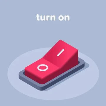 Isometric vector illustration on gray background, button or toggle switch ico Illustrazione stock
