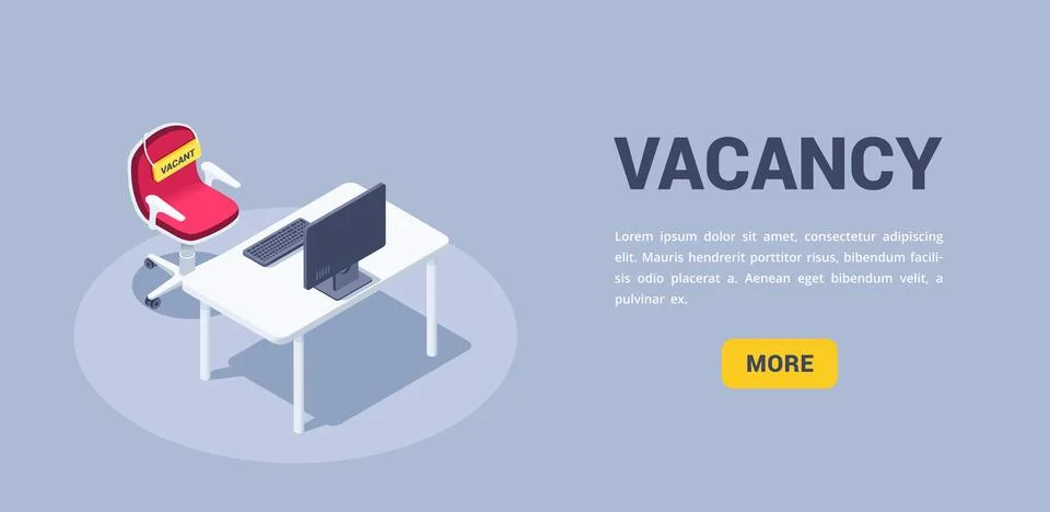 Isometric vector illustration on a gray background, an office table with a co Stock Illustration