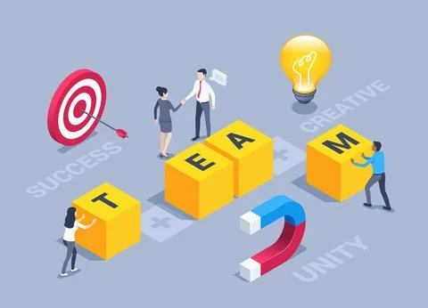Isometric vector illustration on a gray background, people in business clothe Stock Illustration