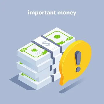 Isometric vector illustration on gray background, stack of dollar bills and t 库存插图