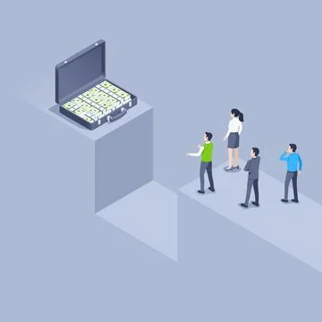 Isometric vector illustration on a gray background, people in business clothe Stock Illustration