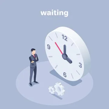 Isometric vector illustration on a gray background, a man in a business suit  Stock Illustration