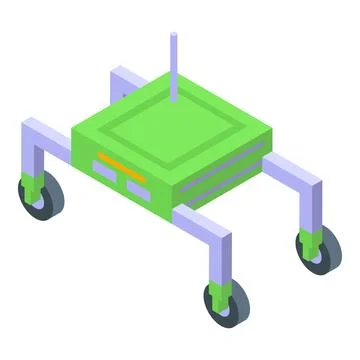 Isometric vector illustration of a green robotic quadruped Stock Illustration