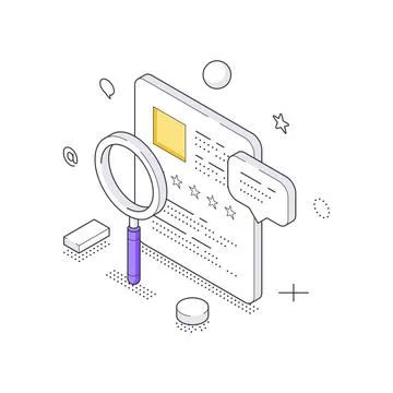 Isometric vector illustration of a human resources concept. Magnifying glass  Stock Illustration