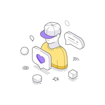 Isometric vector illustration of an influencer. A concept for user engagement Stock Illustration