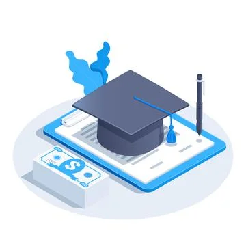 Isometric vector illustration isolated on white background, money and bachelo 스톡 일러스트