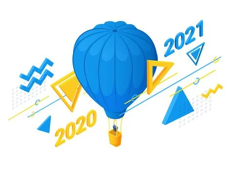 Isometric vector illustration isolated on white background, new year balloon  库存插图