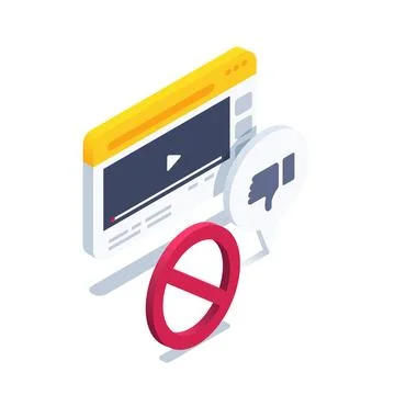 Isometric vector illustration isolated on white background, prohibited sign a Illustrazione stock