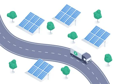 Isometric vector illustration isolated on white background, solar energy, ele Stock Illustration
