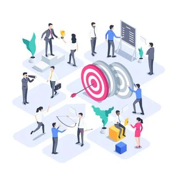 Isometric vector illustration isolated on white background, people work in te 스톡 일러스트