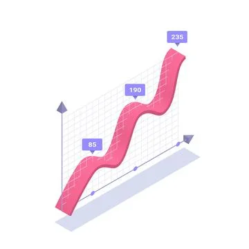 Isometric vector illustration isolated on white background, ribbon chart over Ilustração Stock