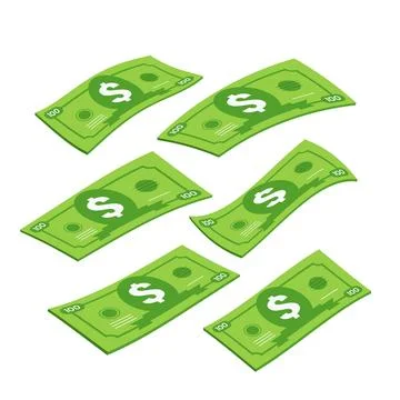 Isometric vector illustration isolated on white background, deformed dollar b Stock Illustration