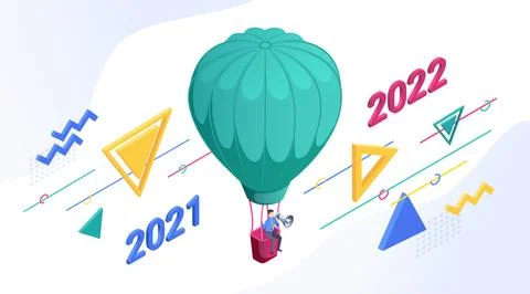 Isometric vector illustration isolated on white background, new year balloon  Stock Illustration