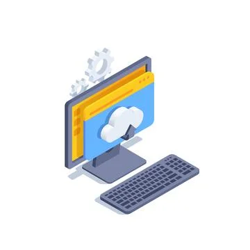 Isometric vector illustration isolated on white background, computer icon and イラスト素材