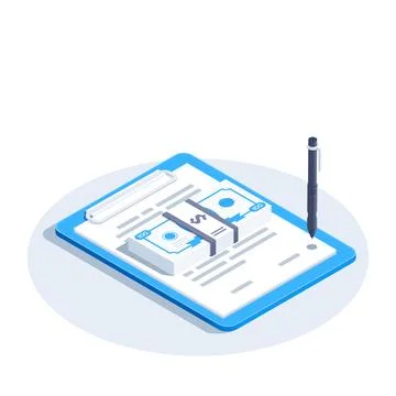 Isometric vector illustration isolated on white background, document icon and Stockillustratie
