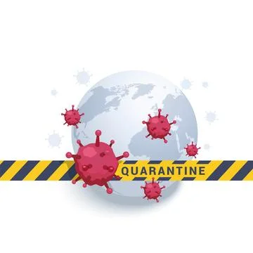 Isometric vector illustration isolated on white background, globe and virus f 库存插图