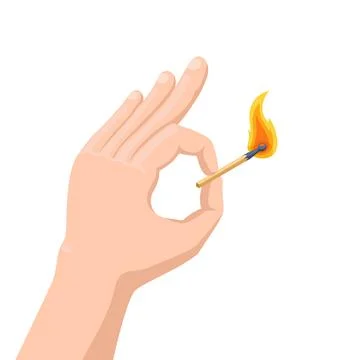 Isometric vector illustration isolated on white background, hand with a burni Stock Illustration