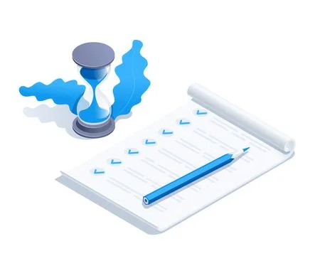 Isometric vector illustration isolated on white background, test sheet or to- Иллюстрация