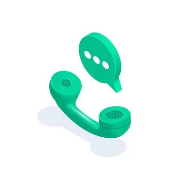 Isometric vector illustration isolated on white background, green telephone r Ilustração Stock