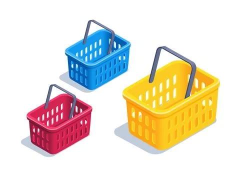 Isometric vector illustration isolated on white background, set of multicolor Stock Illustration