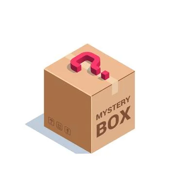 Isometric vector illustration isolated on white background, mystery box, card Stock Illustration