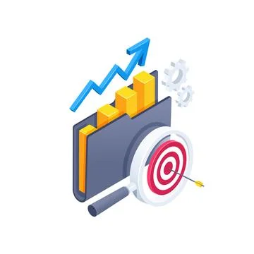 Isometric vector illustration isolated on white background, business icon fro Stockillustratie