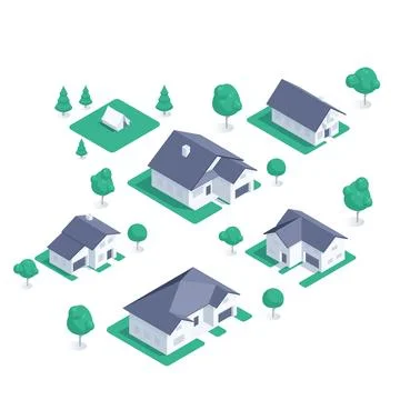Isometric vector illustration isolated on white background, set of private ho イラスト素材