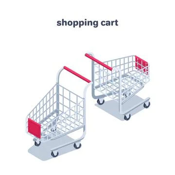 Isometric vector illustration isolated on white background, shopping cart fro Stock Illustration