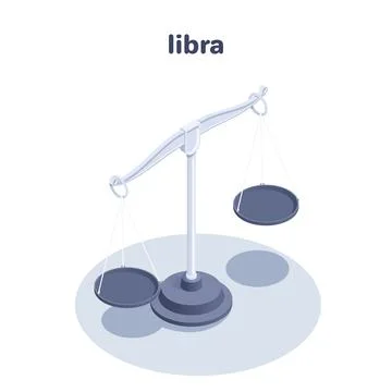 Isometric vector illustration isolated on white background, old style libra i Stock Illustration