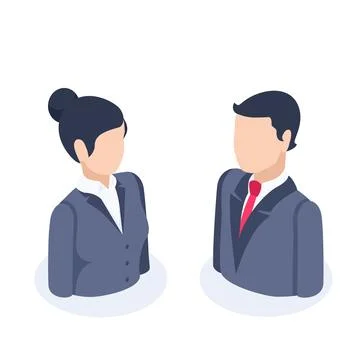 Isometric vector illustration isolated on white background, icons of man and  Stock Illustration
