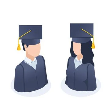 Isometric vector illustration isolated on white background, icons of man and  Stock Illustration