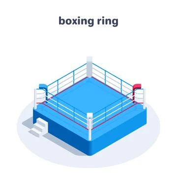 Isometric vector illustration isolated on white background, boxing ring icon, Stock Illustration