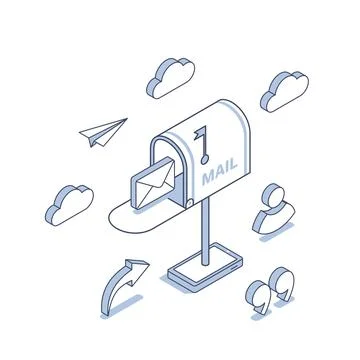 Isometric vector illustration isolated on white background, letterbox with en イラスト素材