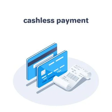 Isometric vector illustration isolated on white background, cashless payment, Stock Illustration