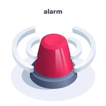 Isometric vector illustration isolated on white background, red flashing beac Stock Illustration