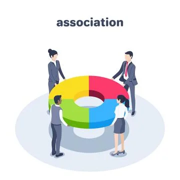 Isometric vector illustration isolated on white background, people in busines Stock Illustration