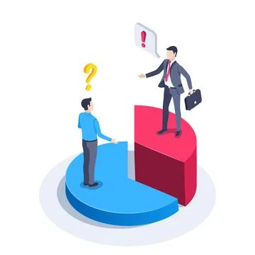Isometric vector illustration isolated on white background, men in business c Stock Illustration