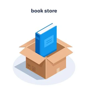 Isometric vector illustration isolated on white background, open cardboard bo Illustrazione stock